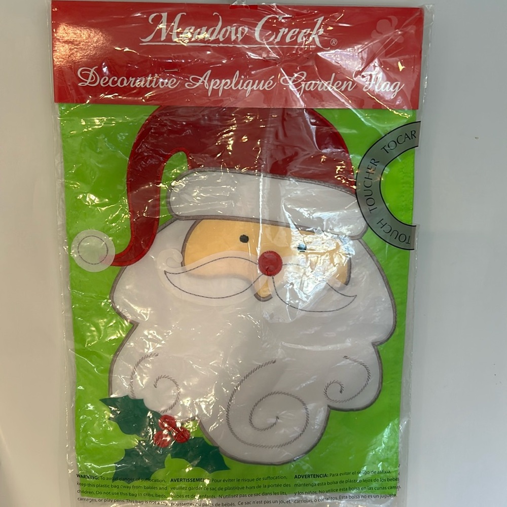 Meadow Creek Decorative Appliqué Double sided  Santa Clause Garden Flag